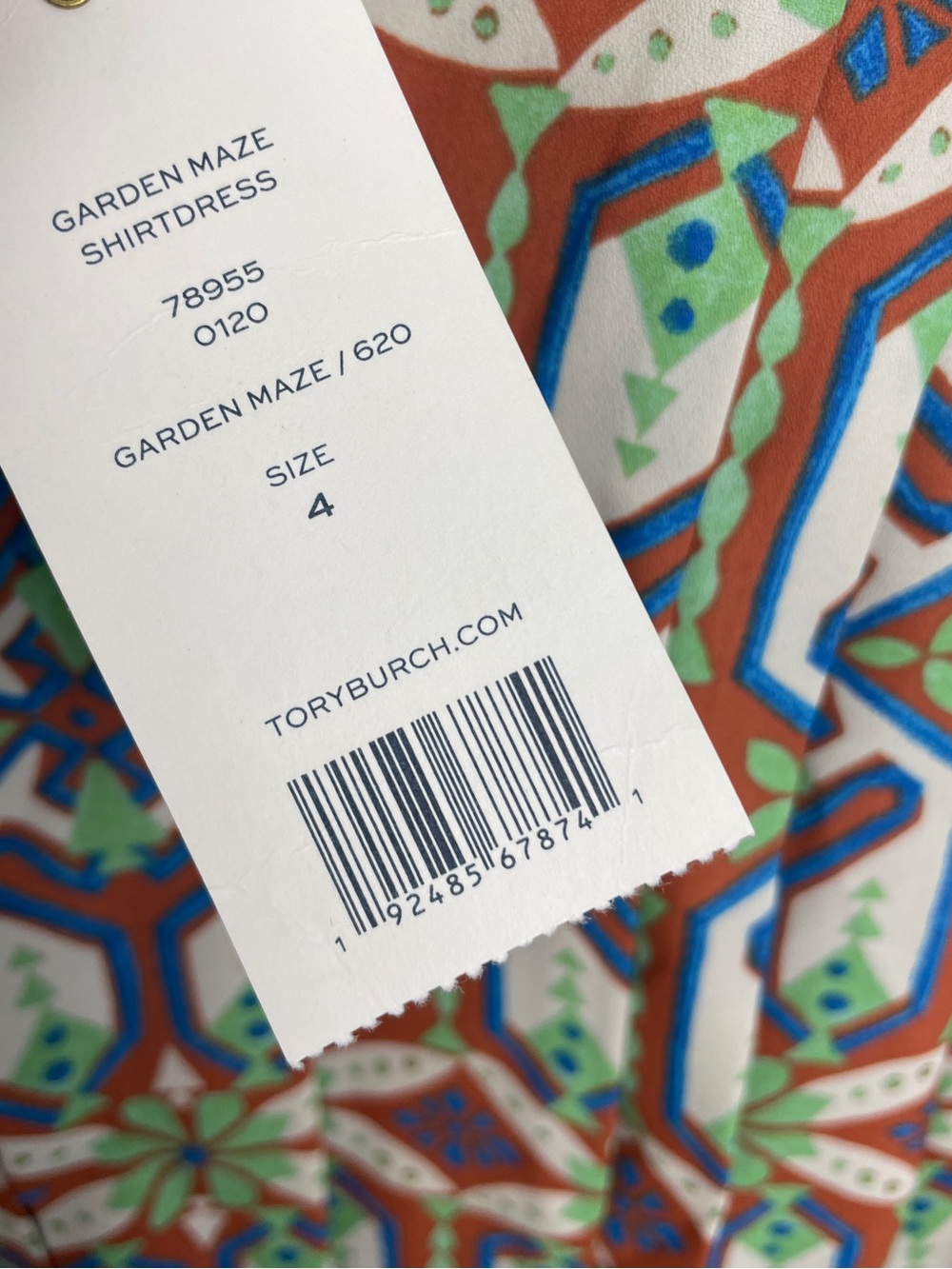 Tory Burch Geometric Garden Maze Pleated Midi Shirt Dress Size 4 New! - Picture 5 of 7